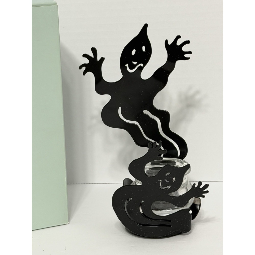 PartyLite Vtg Double Ghost Halloween Shadowdancers Votive Candle Holder w/Box